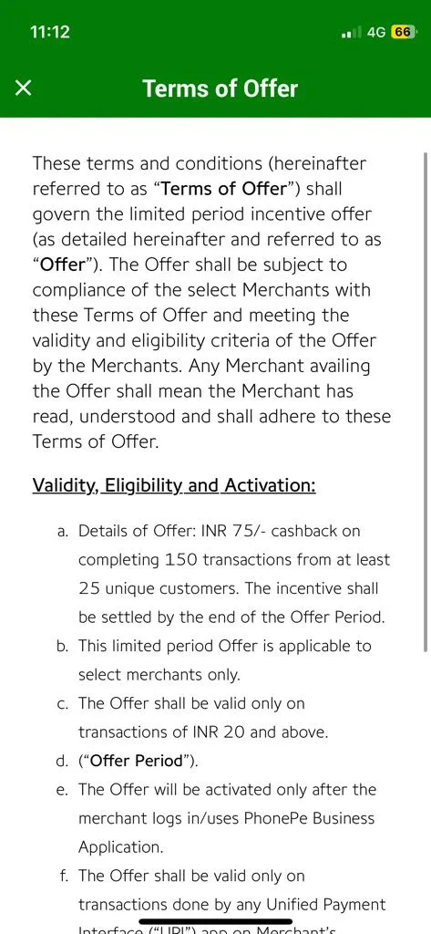 PhonePe Business New Offer Terms and Condition